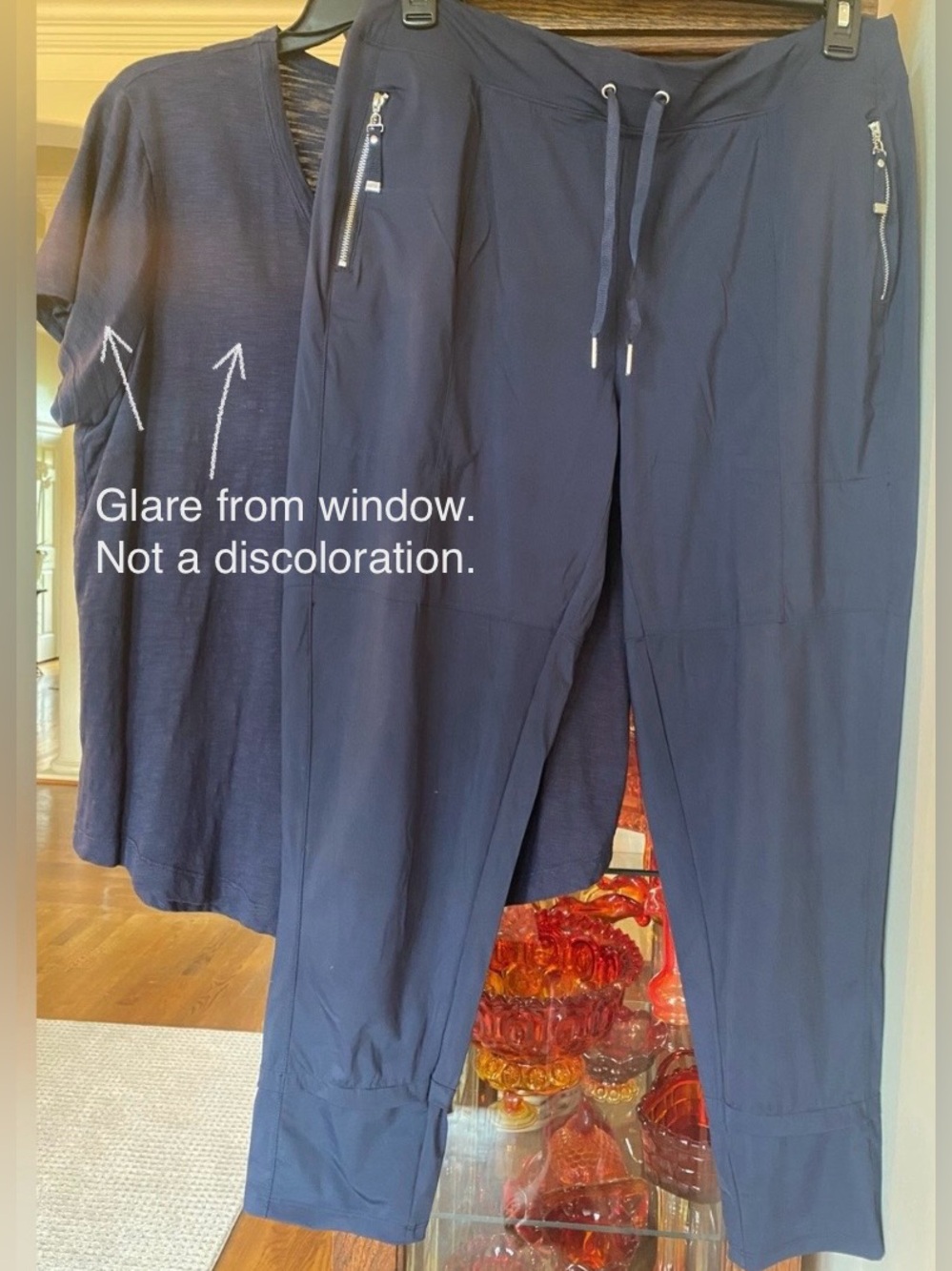 Chico's Deep Navy V-Neck Tee and Jogger Pants Set L - Picture 2 of 10